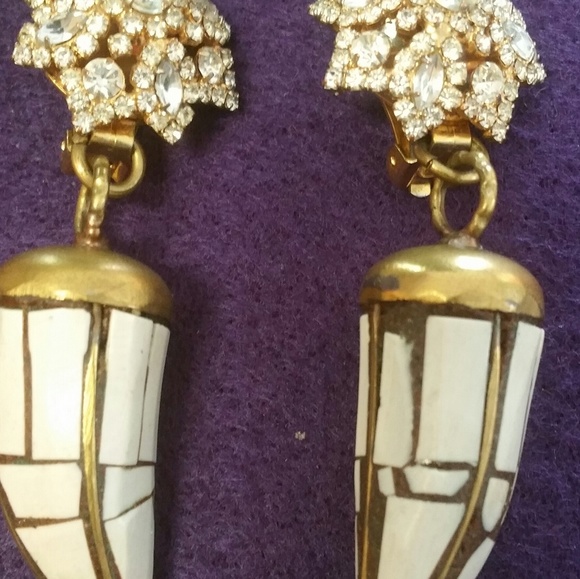 B Jewelry B Authentic Tusk And Crystal Earrings
